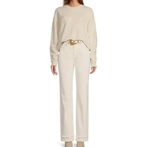 🏷Le' AL.X Denim Built-In Western Belt High Rise Straight Leg Jeans Cream